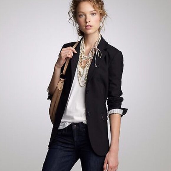 J. Crew Boyfriend Blazer Womens Size 6 Black Longline Wool Blend Single Breasted - Picture 14 of 14